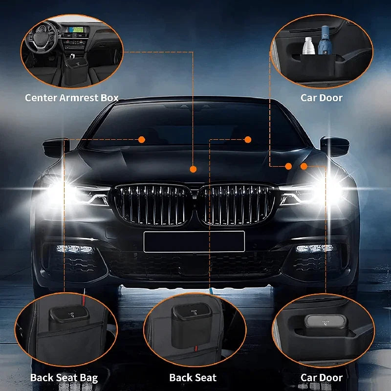 3Pcs Car Trash Can Set &ndash; Leak-Proof Mini Accessories with Odor Sealing