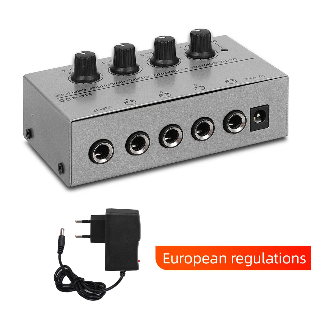 Mini Headphone Amplifier &ndash; Ultra Compact 4 Channel Home Amp SL EU Plug
