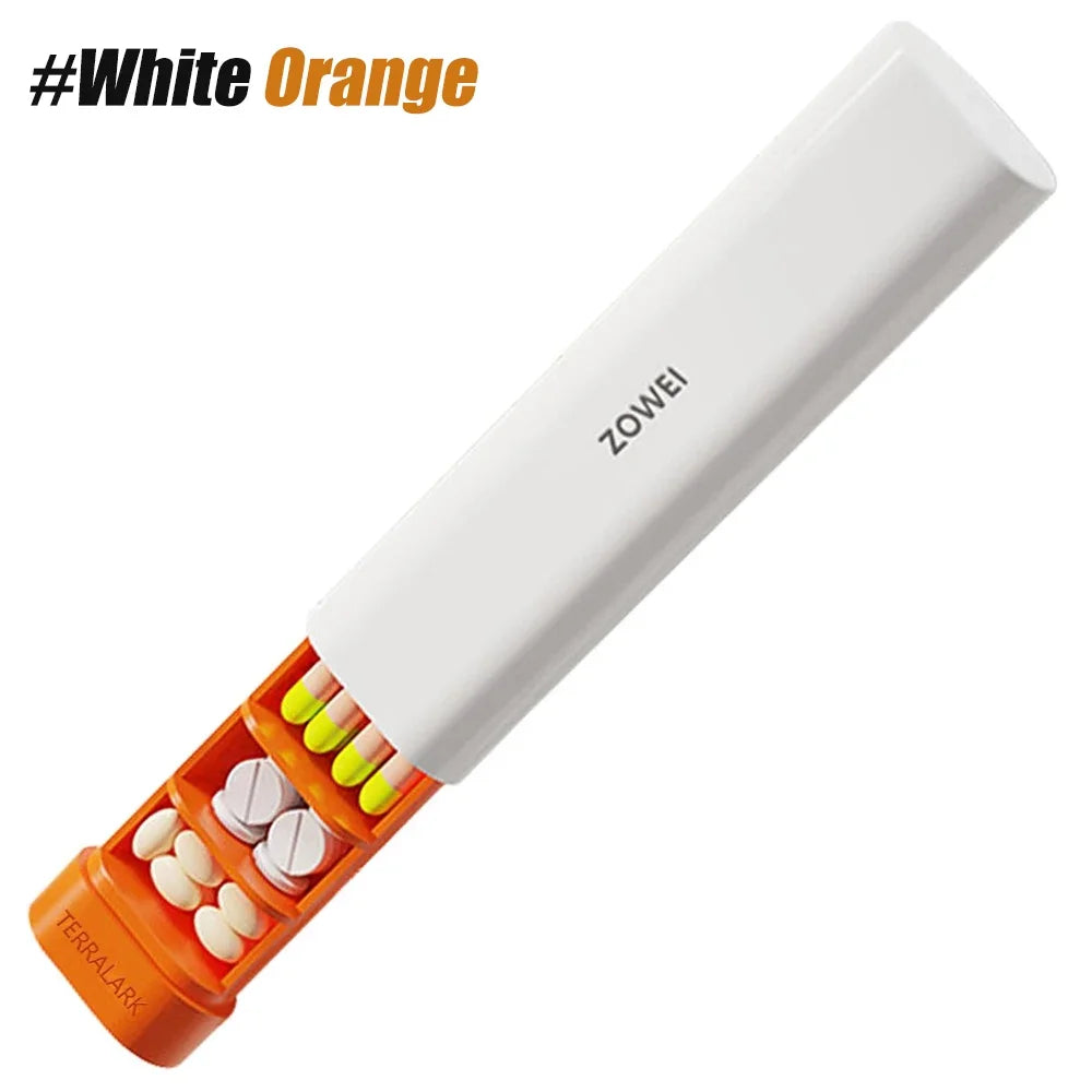 Stylish 7-Day Large Capacity Pill Organizer - Perfect for Travel, Office &amp; Gifts, BPA-Free White Orange