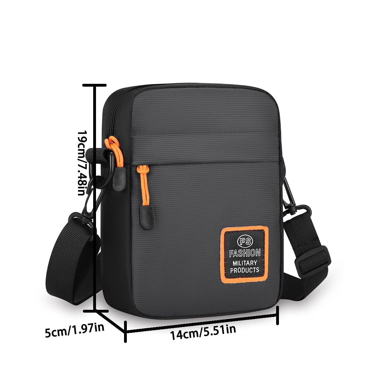 Men&rsquo;s Lightweight Nylon Crossbody Bag with Multiple Compartments and Adjustable Strap