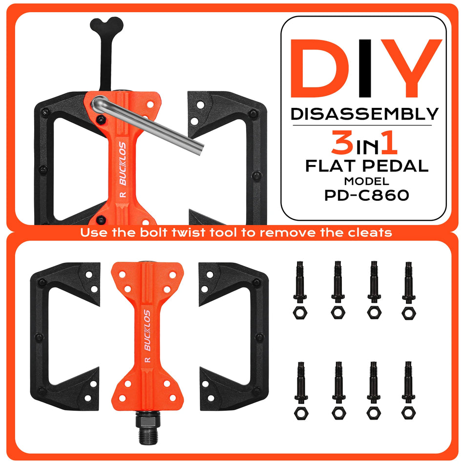 BUCKLOS C680 ultralehké horské kolo ploché pedály hliníkové protiskluzové 9/16in