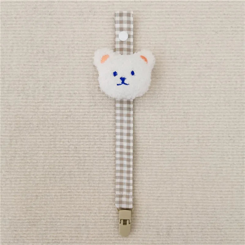 Cute Bear Pacifier Clip Chain for Infants White