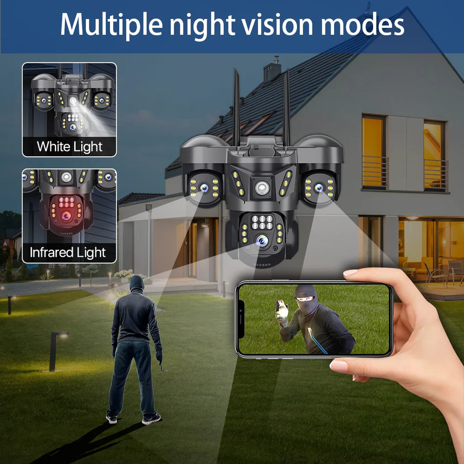 V380 Pro WiFi IP Camera 15MP Triple Lenses Triple Screens Security Video Monitor Night Vision Outdoor Waterproof CCTV Cameras