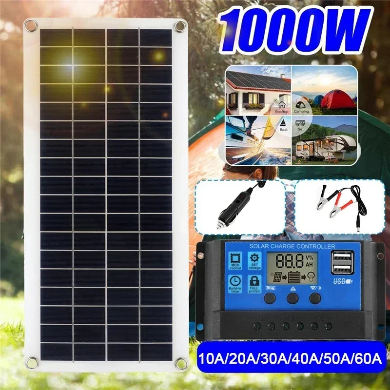 1000W Solar Panel with 60A/100A Controller for Outdoor Charging