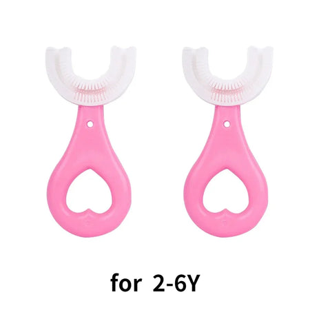 360 Degree U-Shaped Silicone Baby Toothbrush for Kids' Oral Care 2 Pcs Pink(2-6Y) 1 / CHINA