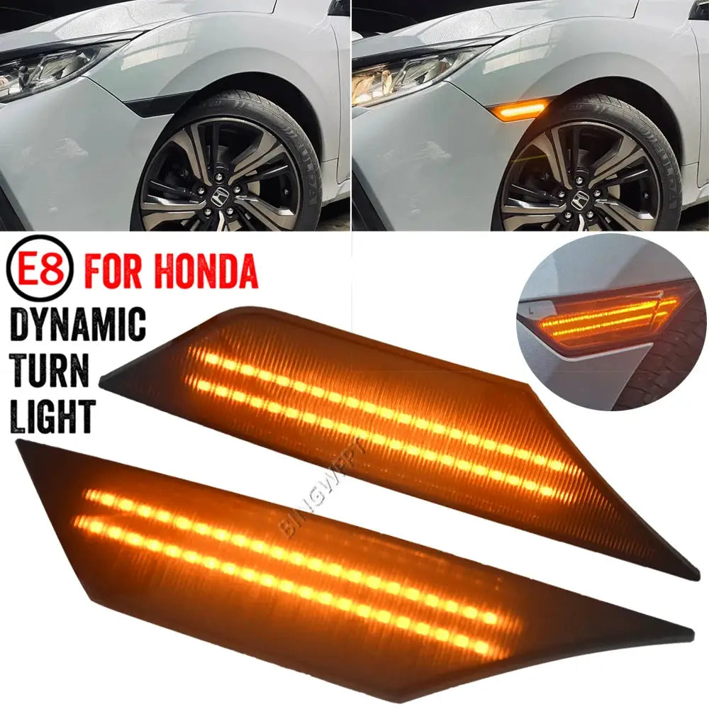 Dynamic Smoked LED Side Marker Lights for Honda Civic 10th Gen 2016 2017 2018 2019 2020 2021 Canbus Turn Signal Lamps by InterCyprus Trading Ltd
