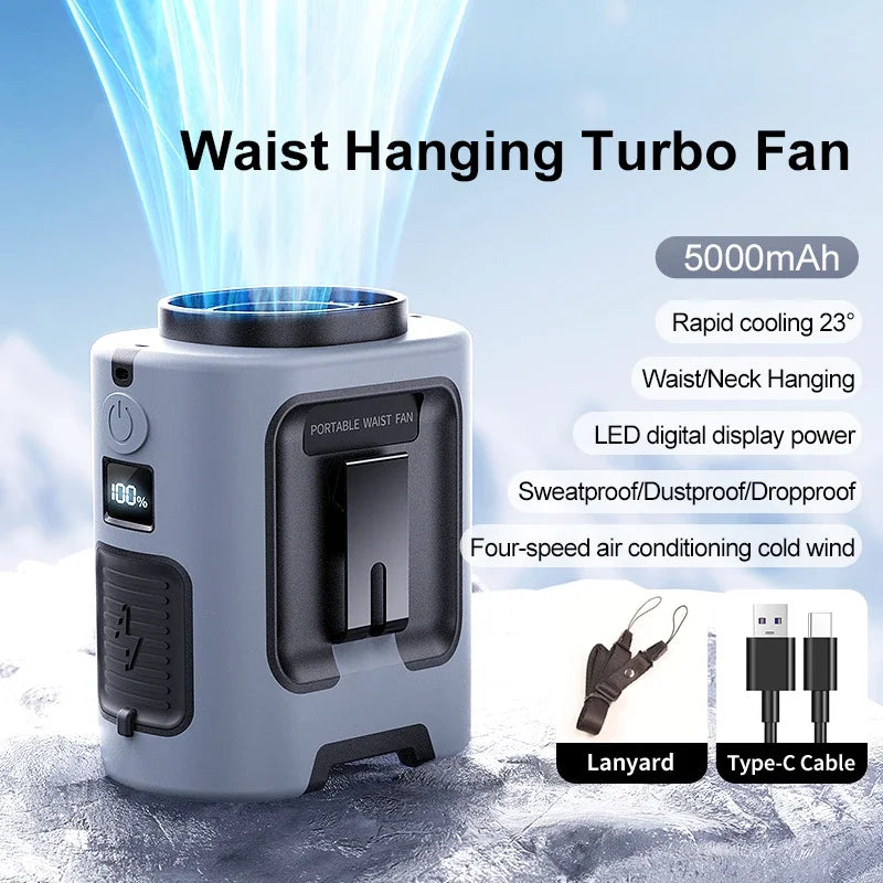 Mini Portable Waist Fan &ndash; 4 Speed Strong Wind with Power Bank