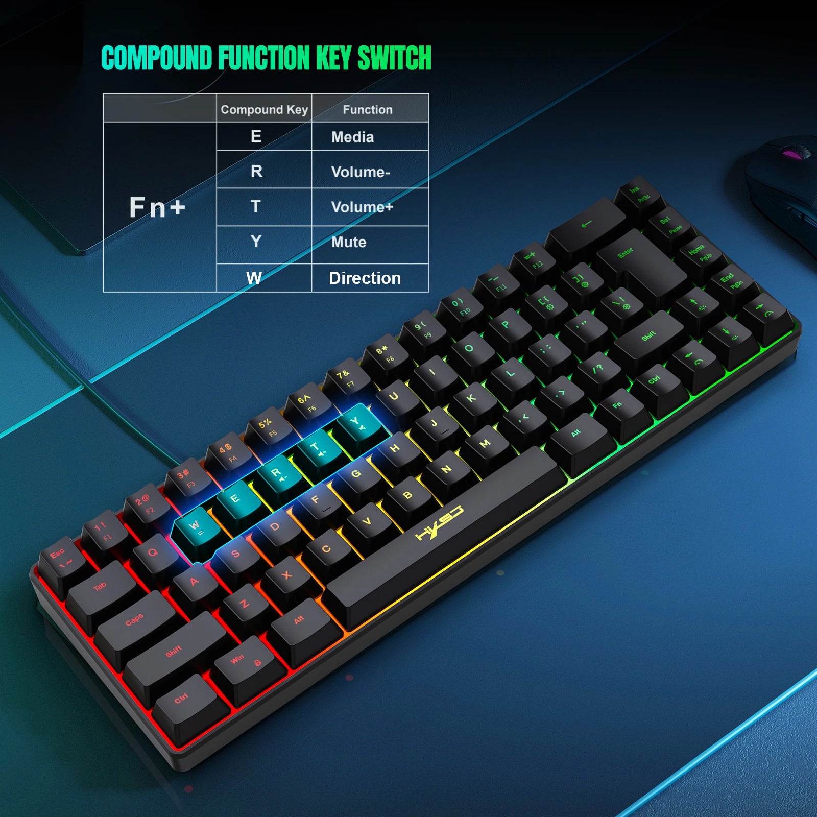 68 Keys Gaming Keyboard &ndash; LED RGB Backlight Keyboard