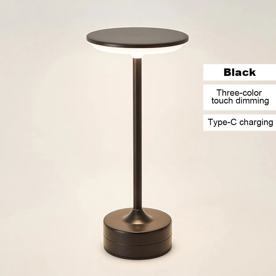 LED Table Lamp Touch Sensor Night Light &ndash; USB Rechargeable Black / Trichromatic Light