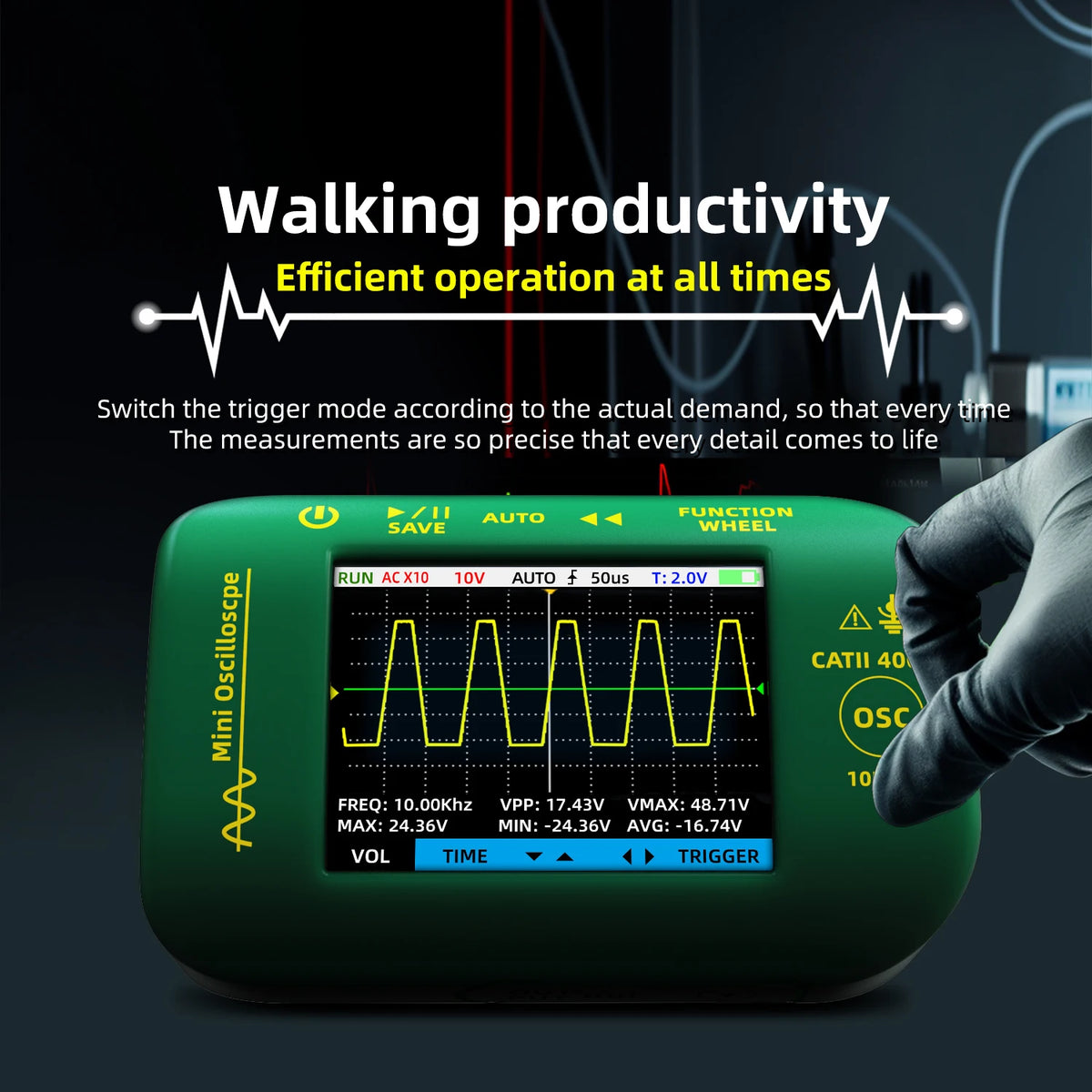 BSIDE OT2 Handheld Auto Oscilloscope &ndash; 10 MHz Sampling Rate