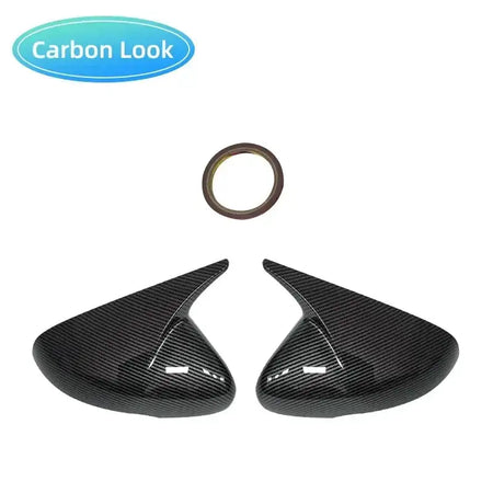 Kia Stinger 2018-2022 Mirror Cover ABS Carbon Fiber Black Carbon fiber pattern