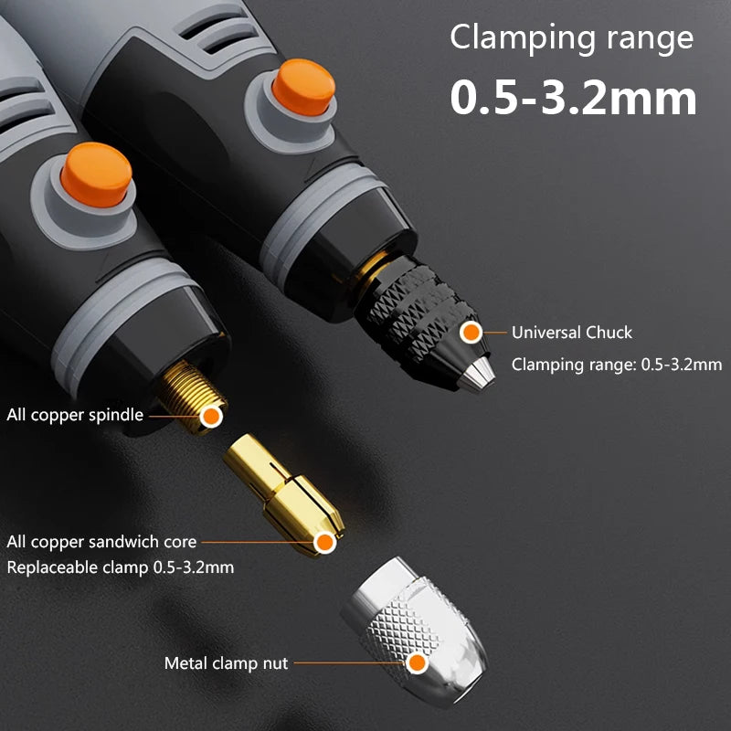 35W USB Cordless Rotary Tool with 3 Speed Mini Drill and Accessories