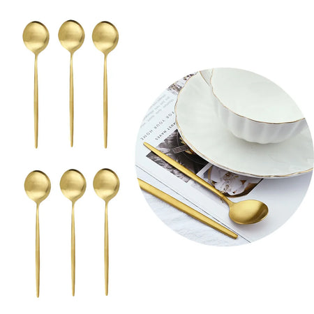 Matte Stainless Steel Teaspoon Set &ndash; Elegant Design for Desserts and Coffee