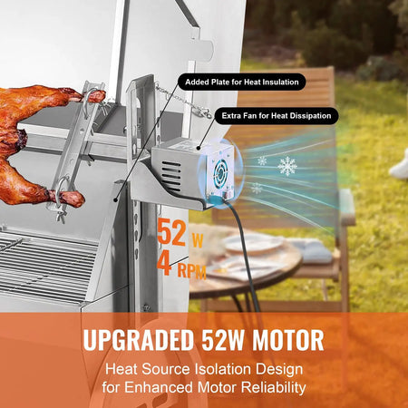 Rotisserie Grill With Hooded Cover Stainless Steel