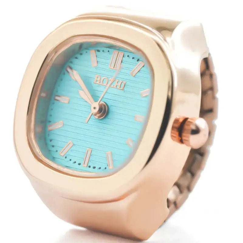 Ring Quartz Watch &ndash; Elegant Design for Couples rose-blue