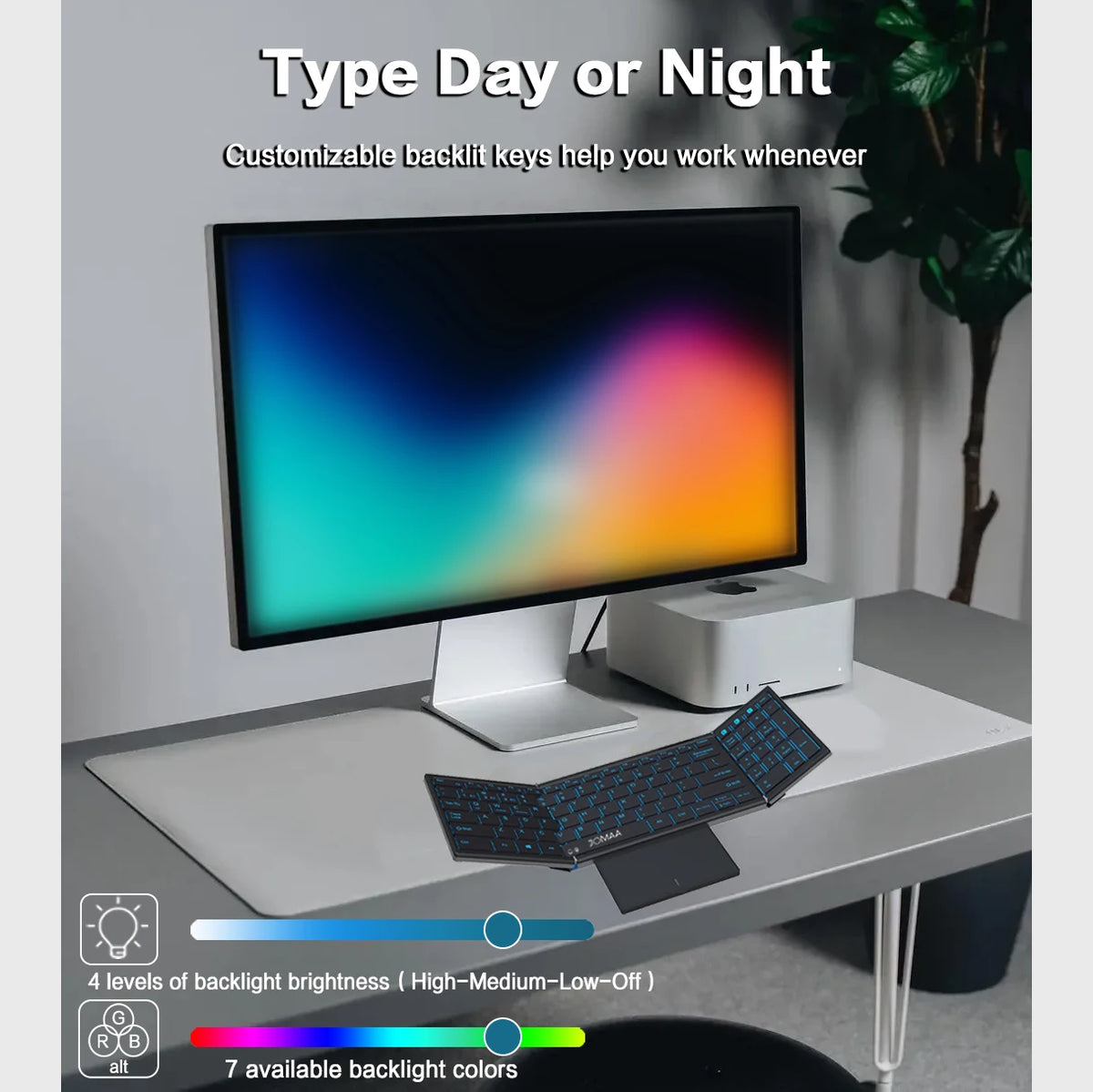 JOMAA Folding Keyboard - Touchpad Number Pad RGB Backlit