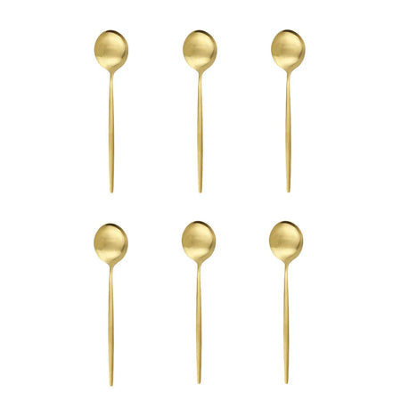 6Pcs Matte Stainless Steel Teaspoon Set &ndash; Elegant Black and Rose Gold Design 6Pcs Gold