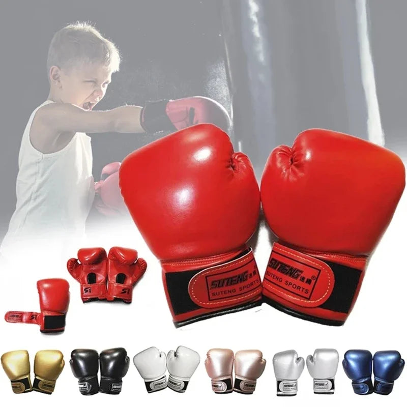 Dětské boxerské rukavice pro věk 3-10 let s PU kůží, tréninkové vybavení MMA pro mládež