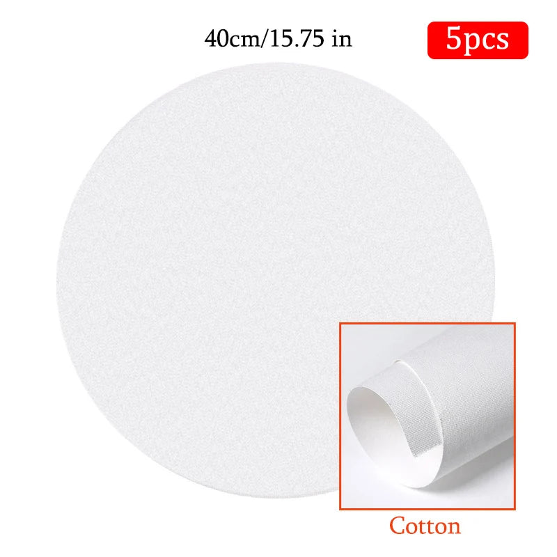 Blank Square Canvas Set &ndash; Cotton Canvas Ready To Paint 5pcs circle40cm 16in