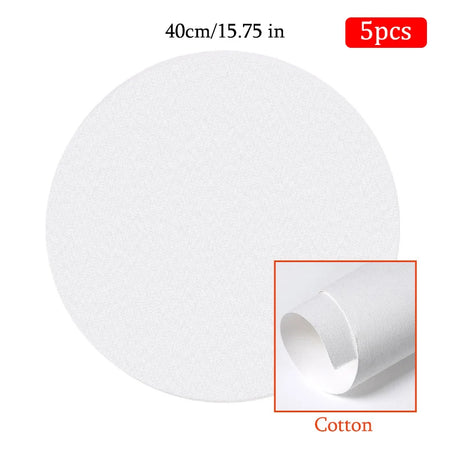 Blank Square Canvas Set &ndash; Cotton Canvas Ready To Paint 5pcs circle40cm 16in