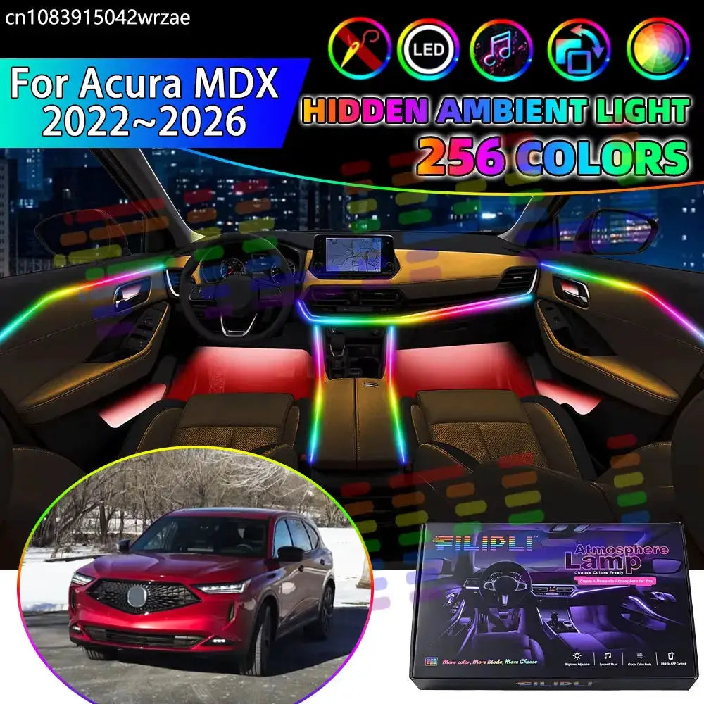 For Acura MDX 2022~2026 MK4 YD9 YD8 YE1 4th RGB Car Interior Ambient Lights Strips Breathing Lighting Kit App Control LED strips by InterCyprus Trading Ltd
