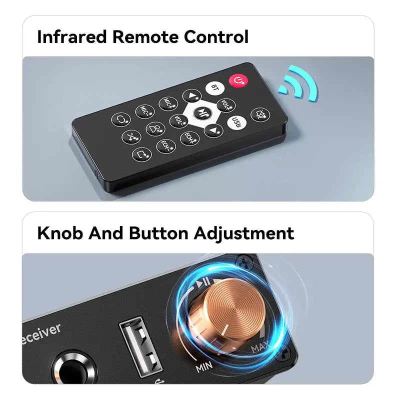 KEBIDUMEI Bluetooth 6.0 Audio Receiver 3.5mm AUX RCA USB Wireless Audio Adapter With 6.5MM Mic Remote Control For PC TV Car Kit by InterCyprus Trading Ltd