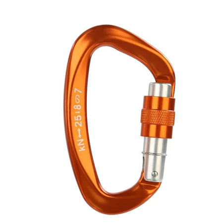 Heavy-Duty 25kN D-Shape Carabiner with Safety Screw Lock for Outdoor Adventures Orange
