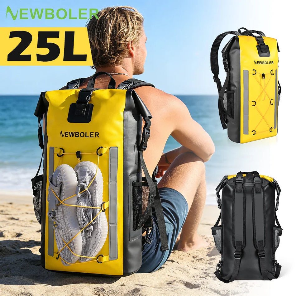 Rucsac impermeabil tip dry bag, mare, din PVC, cu închidere rulată sigură