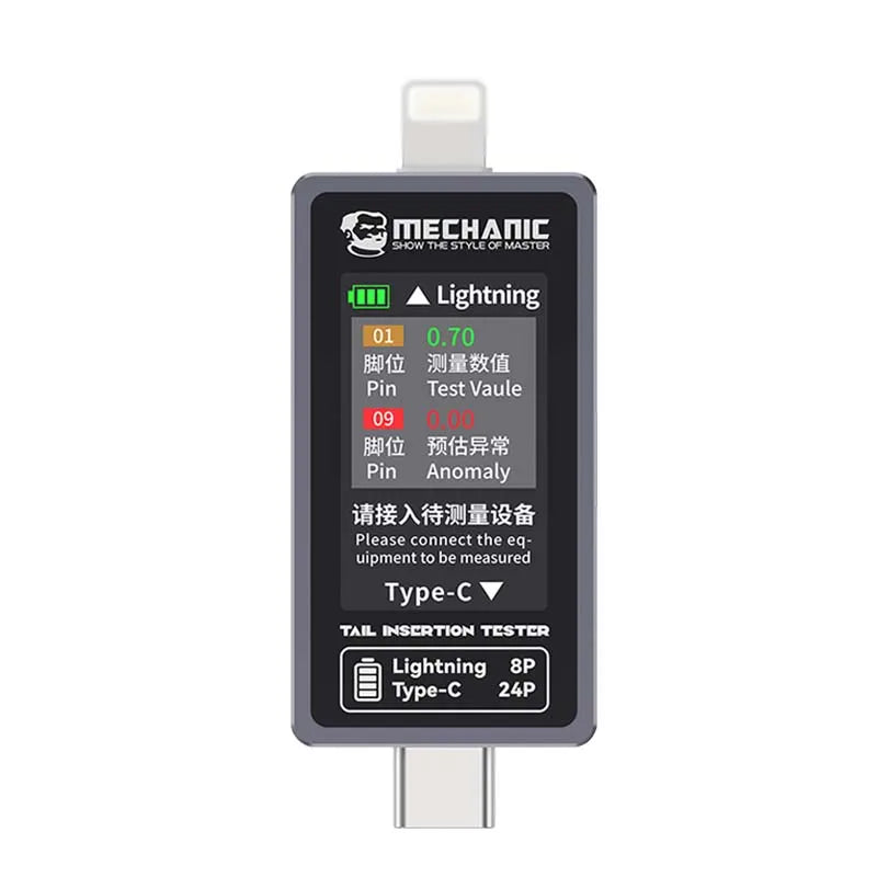 MECHANIC T-824 SE &ndash; Type-C Lightning Tail Insertion Tester with No Disassembly Current Power Checking T-824
