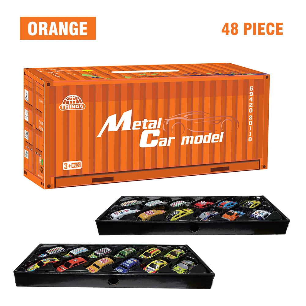 48Pcs Mini Inertial Car Set &ndash; Pull Back Action City Scene orange