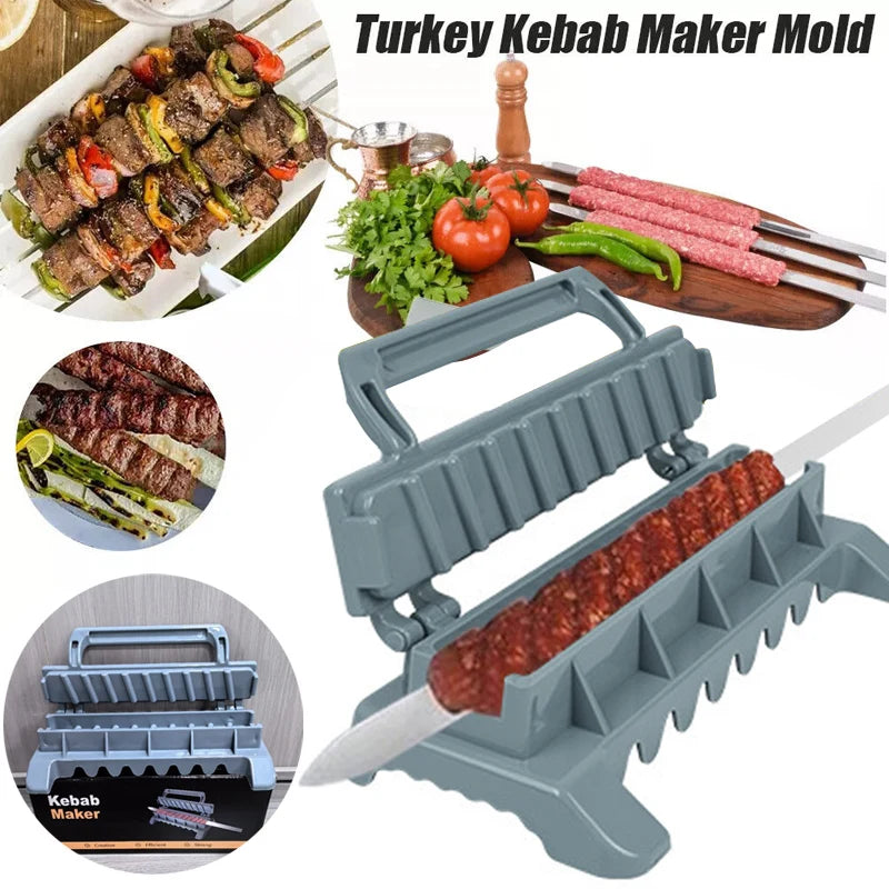 Manual Kebab Maker with Reusable 2.3cm Steel Skewers for Perfect Outdoor Grilling