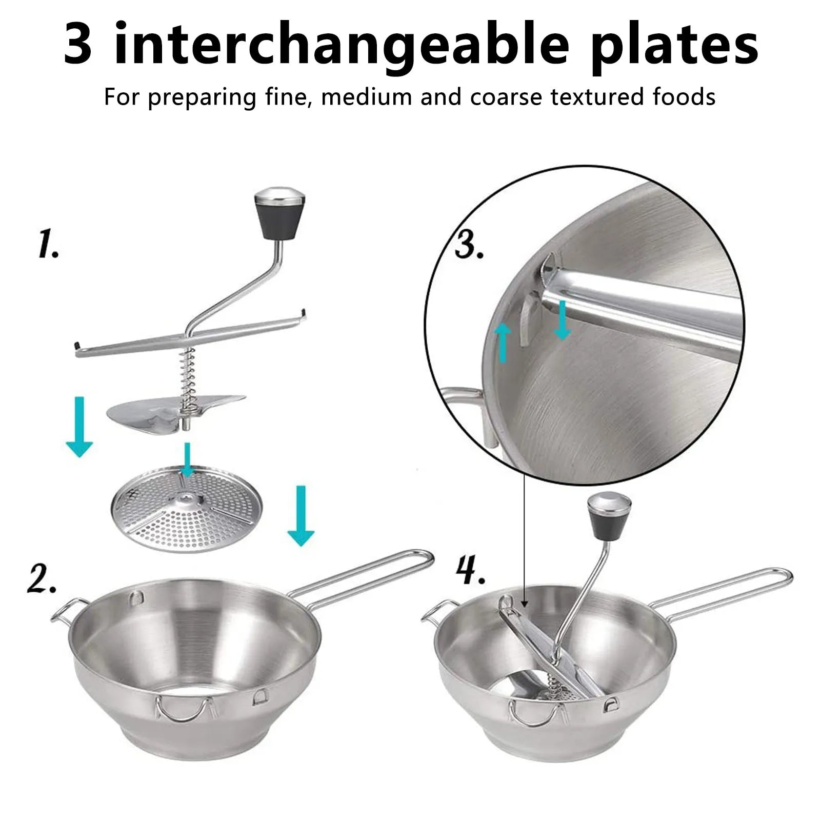 Stainless Steel Food Mill &ndash; Eco Friendly Manual Masher Default Title