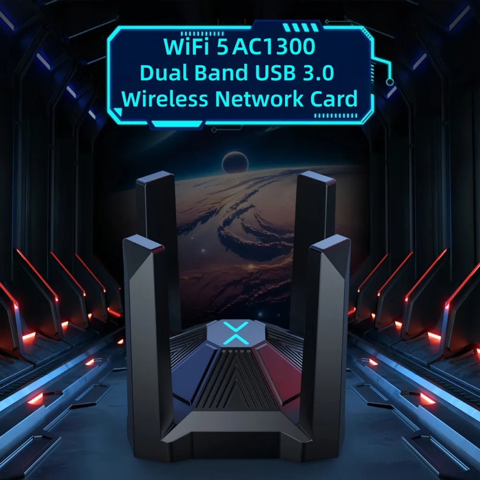 Безжична мрежова карта за електронни спортове 1300Mbps USB 3.0, 2.4GHz 5GHz за PC