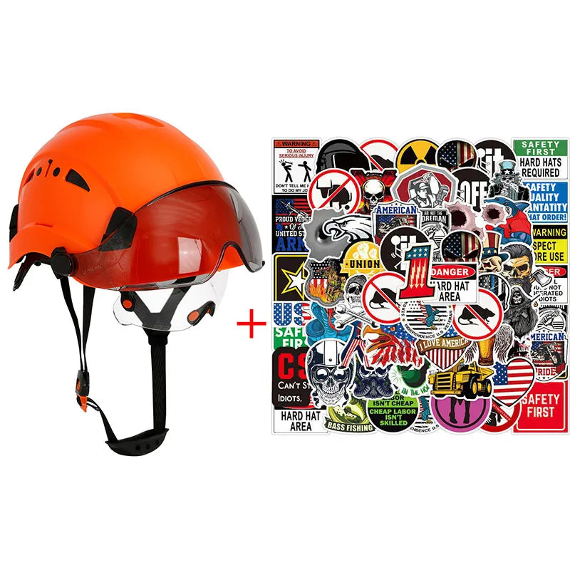 SF06/CR08 &ndash; CE ABS Safety Helmet With Visor And Goggles Orange Set B