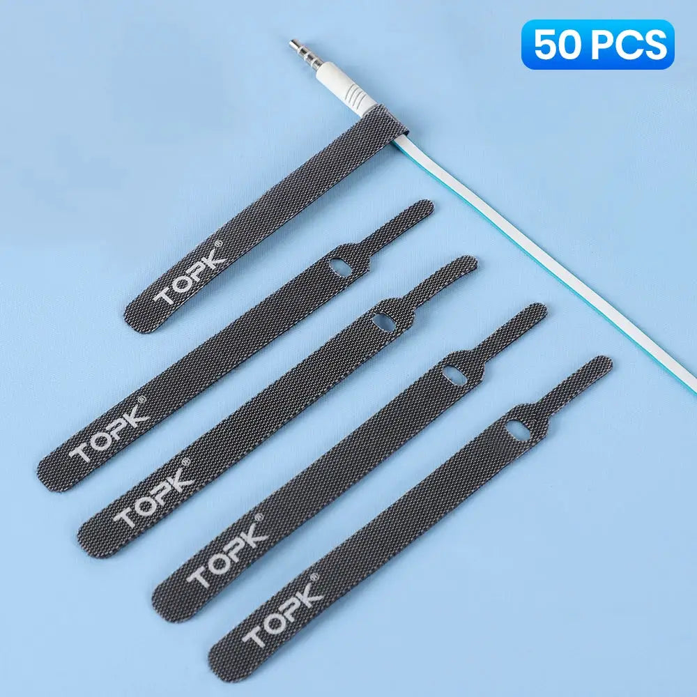 TOPK Reusable Releasable Cable Ties - Nylon Loop Hoop Tape StrapsMulti-Scene Wire Management for Headphones Mouse ChargerCables by InterCyprus Trading Ltd