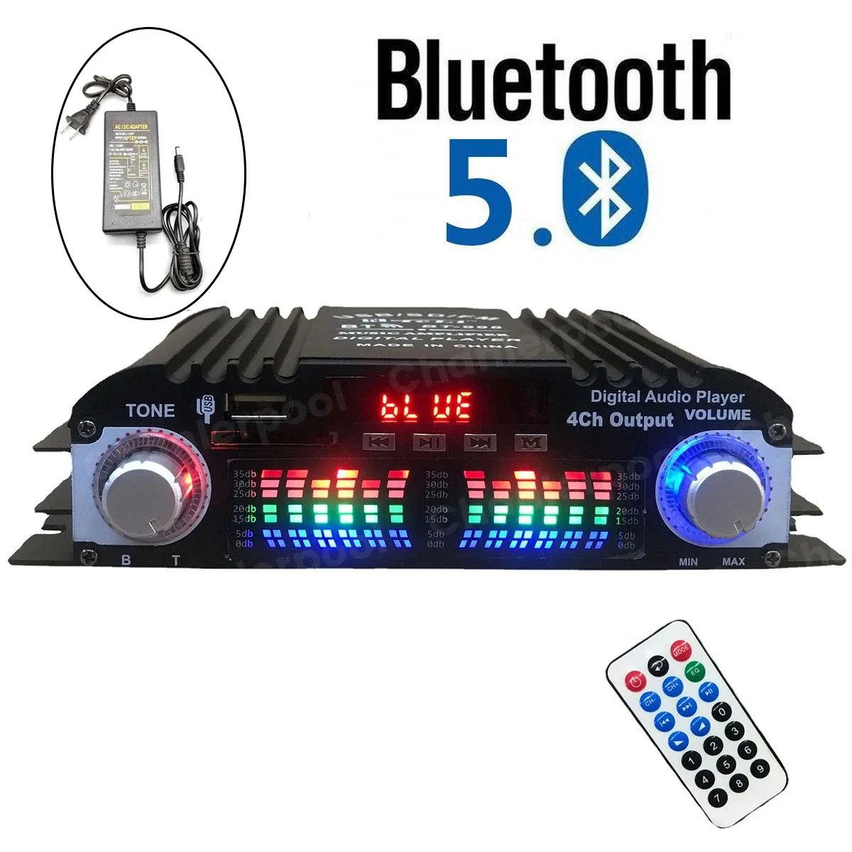Creadvent 4-Channel Bluetooth Audio Amplifier with FM Radio &amp; Remote Control