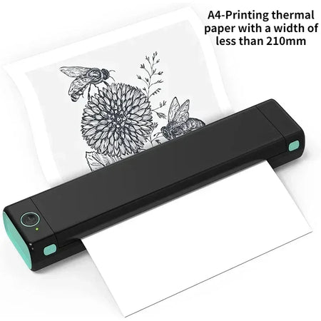 M08F A4 Portable Thermal Printer &ndash; Bluetooth Printing Black A4
