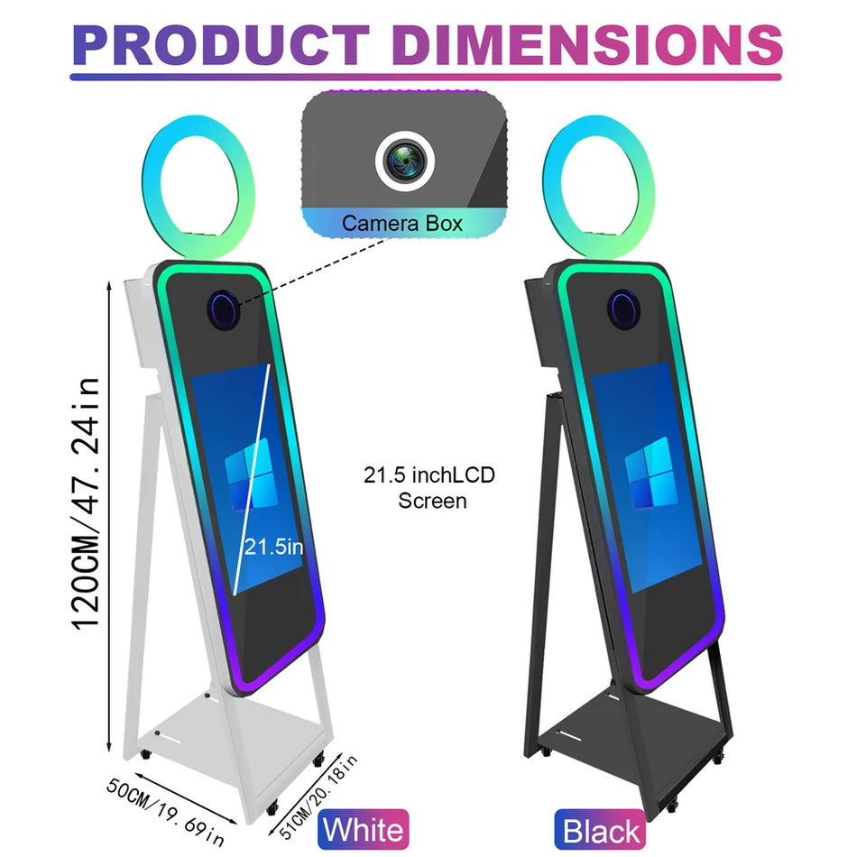 Pārnēsājamais 40 collu Magic Mirror foto stends ar lidojuma kasti
