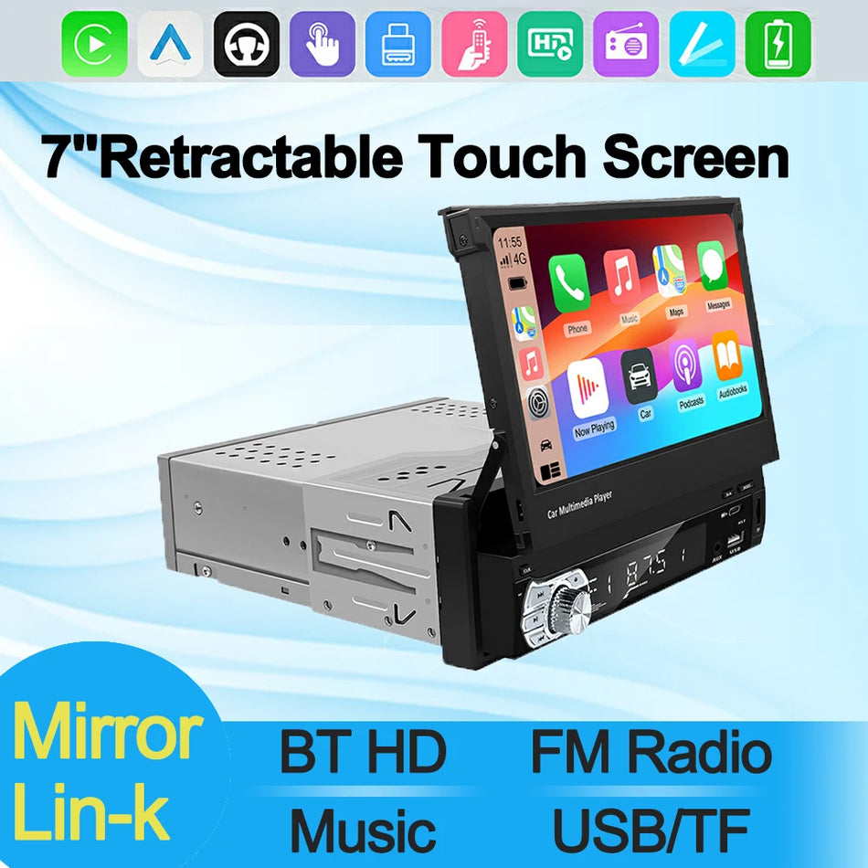 7 İnç Çekilebilir Araç Stereo Sistemi, Android Auto, CarPlay MP5 ile