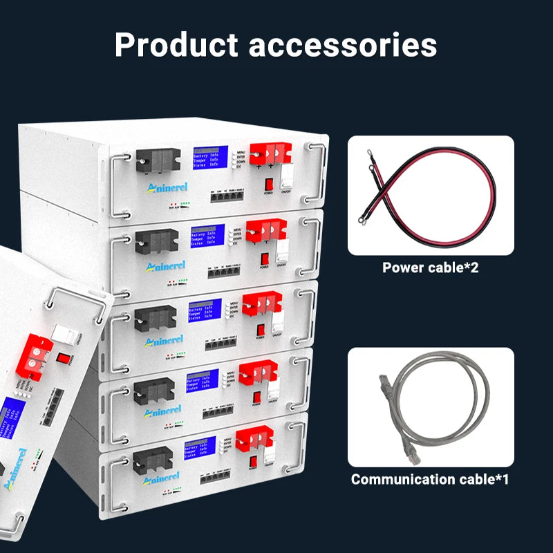 Πακέτο Μπαταρίας LiFePO4 51.2V 100Ah για Αποθήκευση Ηλιακής Ενέργειας, 5KWh, 6000 Κύκλοι, BMS 16S 100A