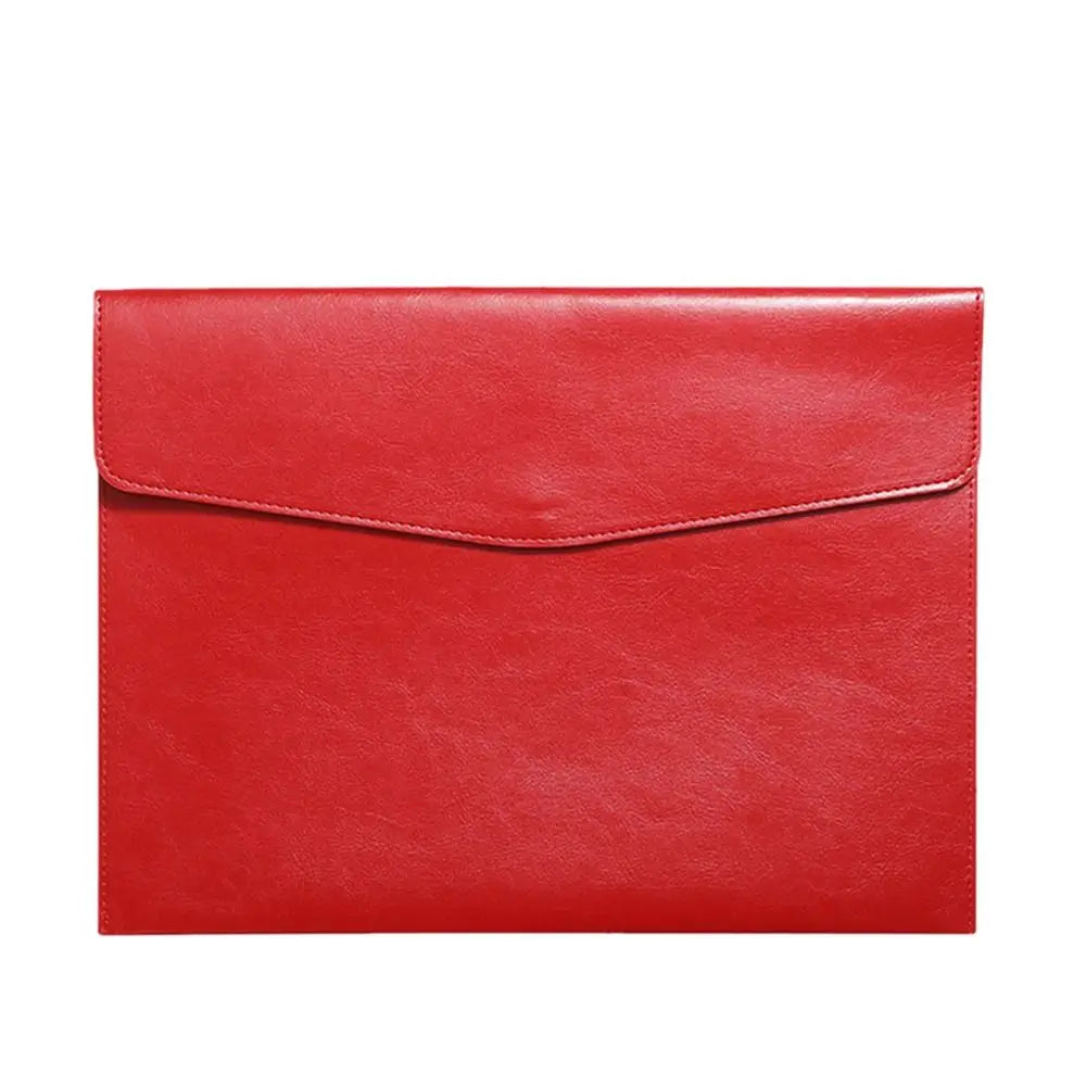 A4 A6 Leather Document Bag - Stylish &amp; Durable Office Briefcase red-A4
