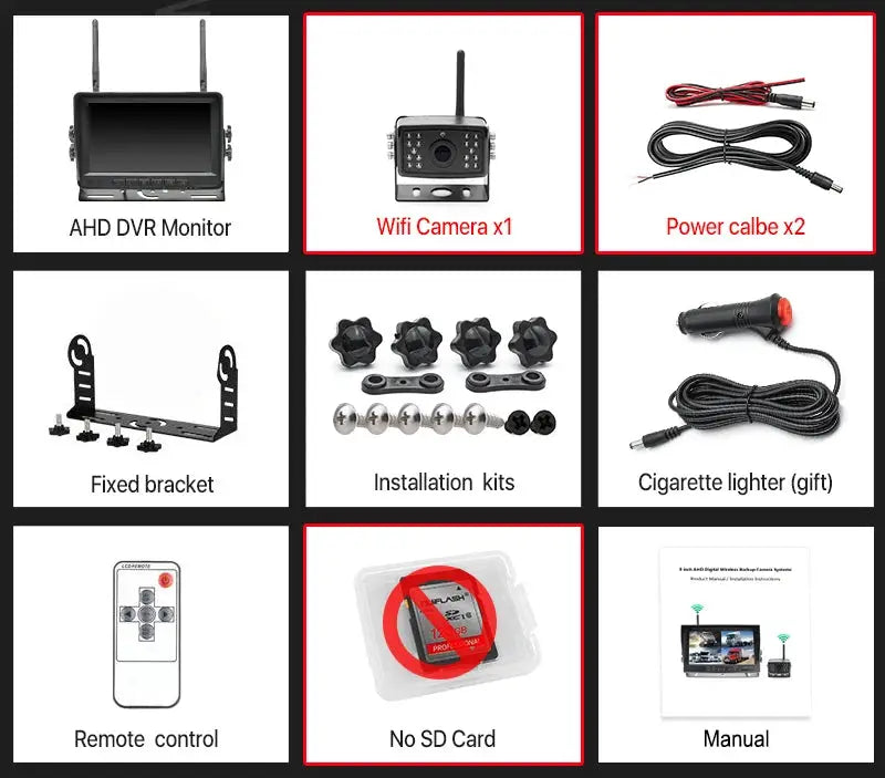 7 Inch HD AHD Car Monitor With 4 Channel DVR Wireless Backup Camera by InterCyprus Trading Ltd