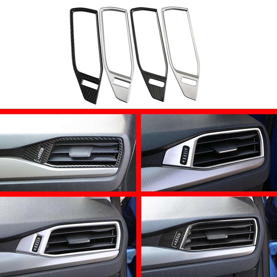 Copertura del rivestimento della griglia di ventilazione A/C per Ford Focus MK4 2019-2020 con finiture in cromo, fibra di carbonio e acciaio inossidabile