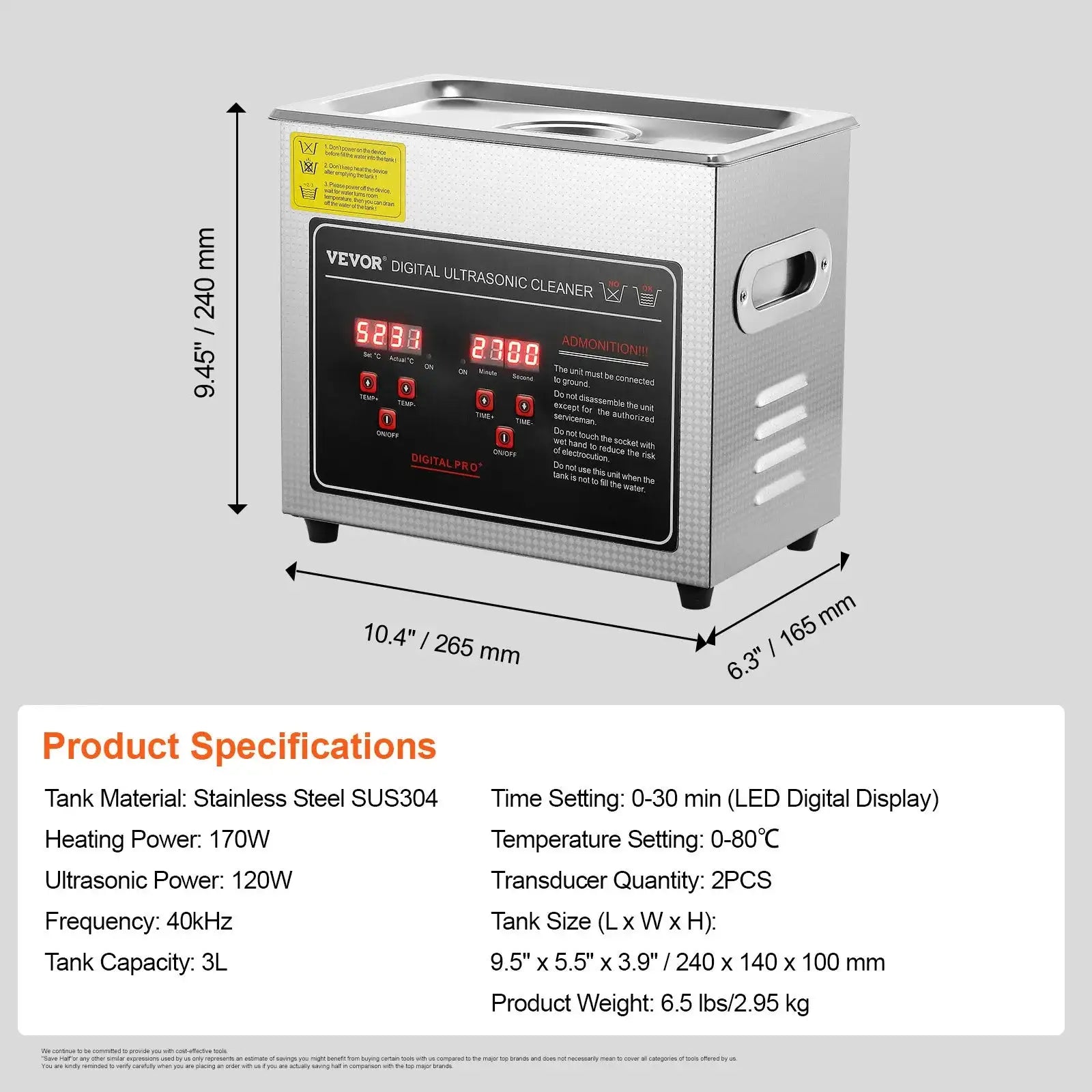 Ultrasonic Cleaner &ndash; Stainless Steel Portable
