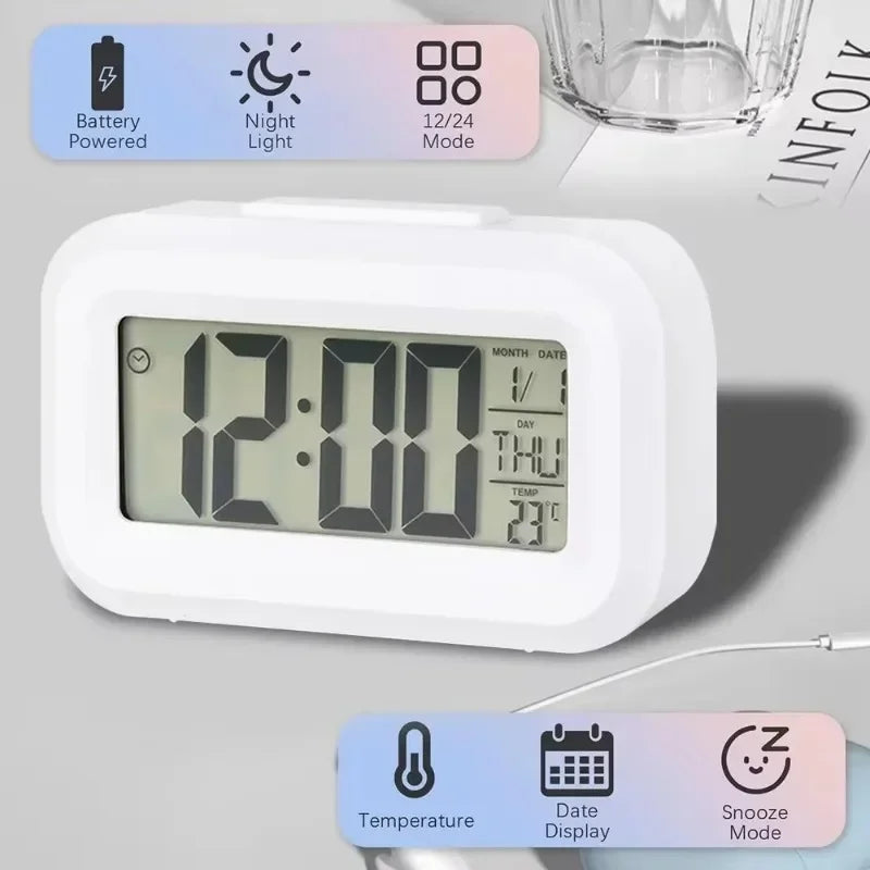 Multi-Function LED Digital Alarm Clock with Temperature and Date Display