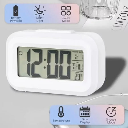 Multi-Function LED Digital Alarm Clock with Temperature and Date Display