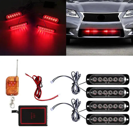 4PCS Grill Car LED Light Strobe Red Blue Emergency Remote Wireless Control Flash Signal Fireman Beacon Warning Lamp Yellow White by InterCyprus Trading Ltd