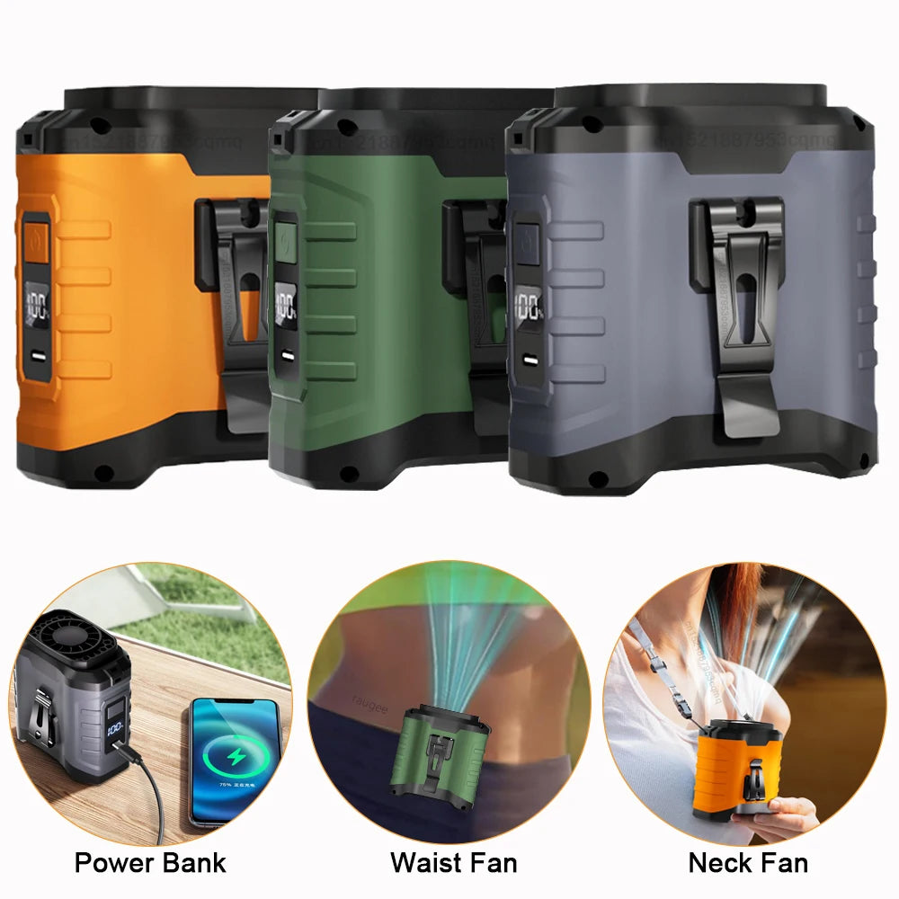 Raugee Portable Waist Clip Fan &ndash; 10000mAh Power Bank