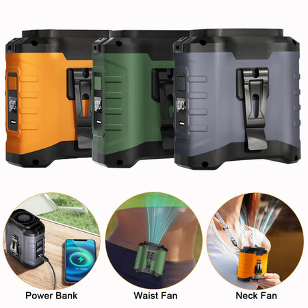 Raugee Portable Waist Clip Fan &ndash; 10000mAh Power Bank