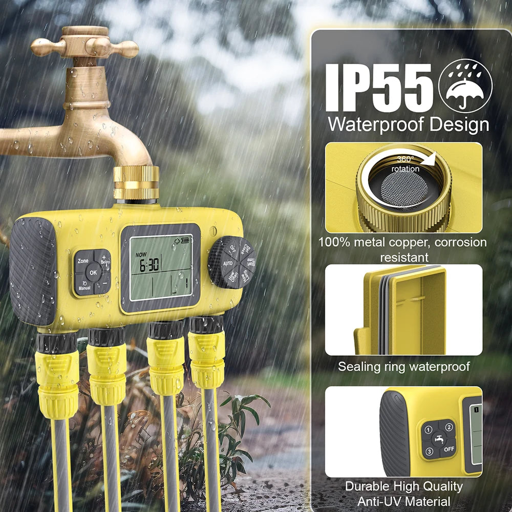 4-Outlet Irrigation Water Timer &ndash; Independent Watering Control System